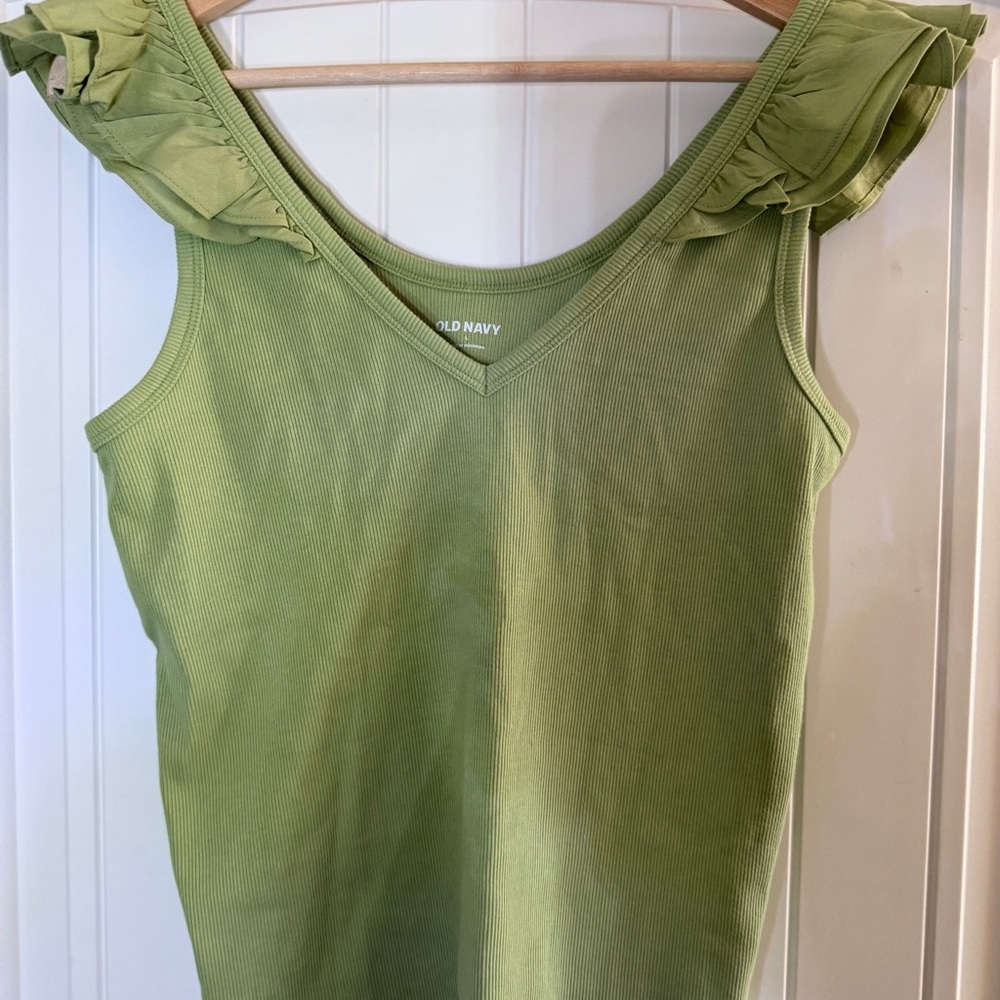 Old Navy Olive Ruffle Sleeve Tank Top